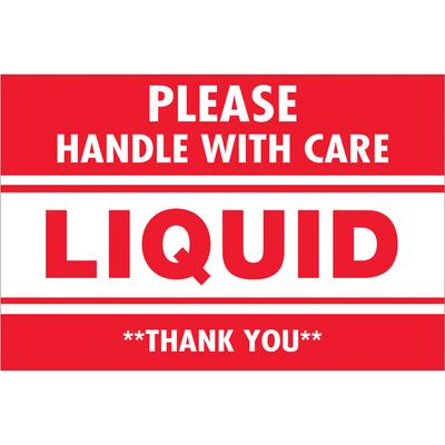 View larger image of 2 x 3" - "Please Handle With Care - Liquid - Thank You" Labels