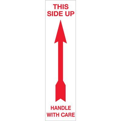 View larger image of 2 x 8" - "Up - Handle With Care" Arrow Labels
