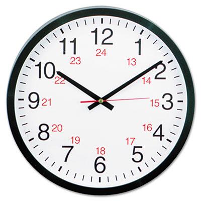 View larger image of 24-Hour Round Wall Clock, 12.63" Overall Diameter, Black Case, 1 AA (sold separately)