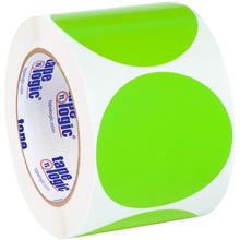 3" Fluorescent Green Inventory Circle Labels