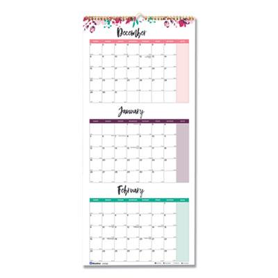 View larger image of 3-Month Wall Calendar, Colorful Leaves Artwork, 12.25 x 27, White/Multicolor Sheets, 14-Month (Dec to Jan): 2024