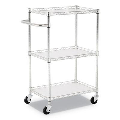View larger image of Three-Shelf Wire Cart with Liners, Metal, 3 Shelves, 450 lb Capacity, 24" x 16" x 39", Silver