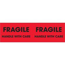 3 x 10" - "Fragile - Handle With Care" (Fluorescent Red) Labels