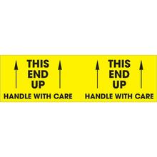 3 x 10" - "This End Up - Handle With Care" (Fluorescent Yellow) Labels