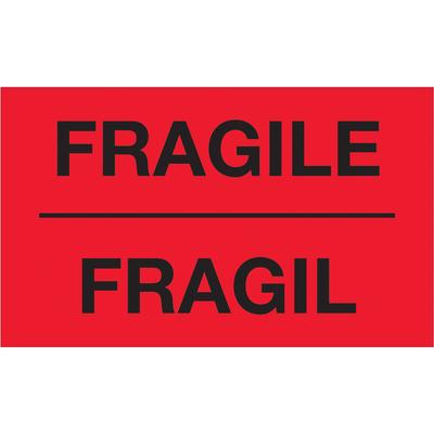 View larger image of 3 x 5" - "Fragil" (Fluorescent Red) Bilingual Labels
