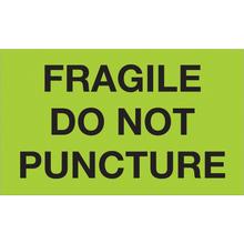 3 x 5" - "Fragile - Do Not Puncture" (Fluorescent Green) Labels
