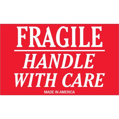 View larger image of 3 x 5" - "Fragile - Handle With Care" Labels