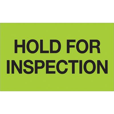 View larger image of 3 x 5" - "Hold For Inspection" (Fluorescent Green) Labels
