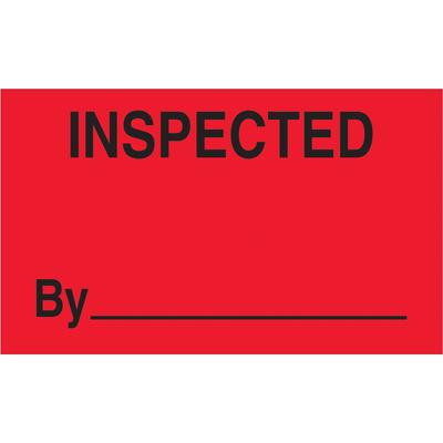View larger image of 3 x 5" - "Inspected By" (Fluorescent Red) Labels