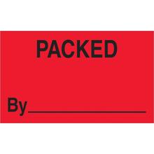 3 x 5" - "Packed By" (Fluorescent Red) Labels