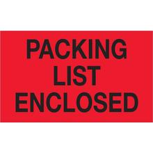 3 x 5" - "Packing List Enclosed" (Fluorescent Red) Labels