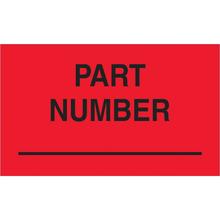 3 x 5" - "Part Number" (Fluorescent Red) Labels