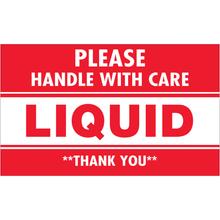3 x 5" - "Please Handle With Care - Liquid - Thank You" Labels