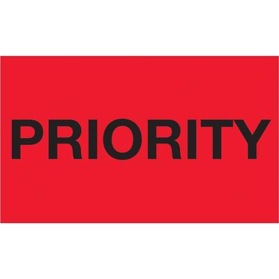 View larger image of 3 x 5" - "Priority" (Fluorescent Red) Labels