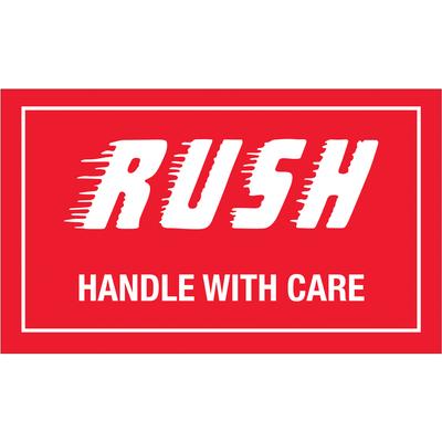 View larger image of 3 x 5" - "Rush - Handle With Care" Labels