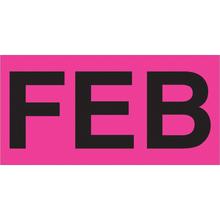 3 x 6" - "FEB" (Fluorescent Pink) Months of the Year Labels