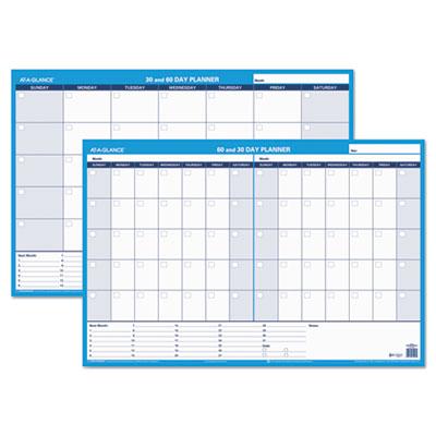 View larger image of 30/60-Day Undated Horizontal Erasable Wall Planner, 36 X 24, White/blue Sheets, Undated
