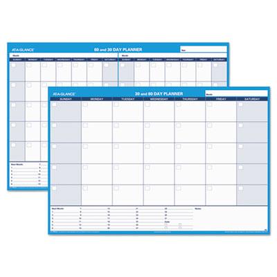 View larger image of 30/60-Day Undated Horizontal Erasable Wall Planner, 48 X 32, White/blue Sheets, Undated