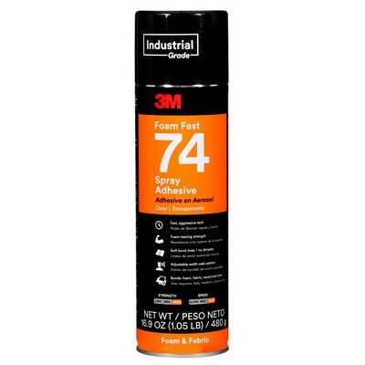 View larger image of 3M™ Foam Fast Spray Adhesive 74, Clear, 24 fl oz Can (Net Wt 16.9 oz), 12/Case, NOT FOR SALE IN CA AND OTHER STATES