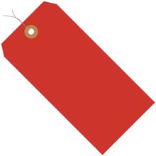 4 1/4 x 2 1/8" Fluorescent Red 13 Pt. Shipping Tags - Pre-Wired