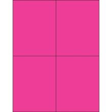 4 1/4 x 5 1/2" Fluorescent Pink Rectangle Laser Labels