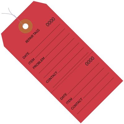 View larger image of 4 3/4 x 2 3/8" Red Repair Tags Consecutively Numbered - Pre-Wired