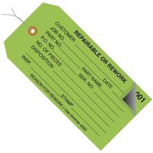 4 3/4 x 2 3/8" - "Repairable or Rework" Inspection Tags 2 Part - Numbered 000 - 499 - Pre-Wired