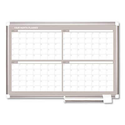 View larger image of Magnetic Dry Erase Calendar Board, Four Month, 36 x 24, White Surface, Silver Aluminum Frame