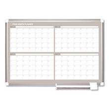 Magnetic Dry Erase Calendar Board, Four Month, 36 x 24, White Surface, Silver Aluminum Frame