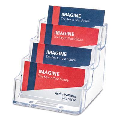 View larger image of 4-Pocket Business Card Holder, 200 Card Cap, 3 15/16 x 3 3/4 x 3 1/2, Clear