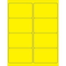 4 x 2 1/2" Fluorescent Yellow Rectangle Laser Labels