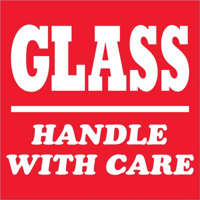 View larger image of 4 x 4" - "Glass - Handle With Care" Labels