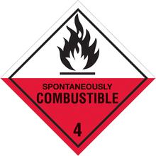 4 x 4" - "Spontaneously Combustible - 4" Labels