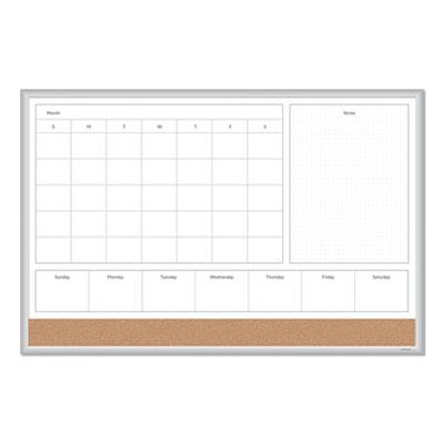 View larger image of 4N1 Magnetic Dry Erase Combo Board, 35 x 23, Tan/White Surface, Silver Aluminum Frame