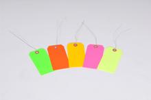 #5 4 3/4" x 2 3/8" 13 Pt. Fluorescent Green Shipping Tags - Pre-Wired