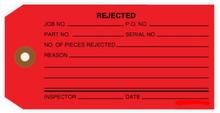 #5 4 3/4" x 2 3/8" 13 Pt. Red "Rejected" 1-Part Inspection Tags - Unwired