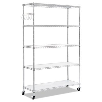 View larger image of 5-Shelf Wire Shelving Kit with Casters and Shelf Liners, 48w x 18d x 72h, Silver