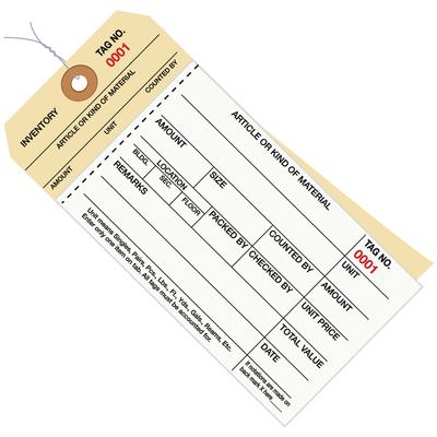 View larger image of 6 1/4" x 3 1/8 - (1000-1499) Inventory Tags  2 Part Carbonless Stub Style #8 - Pre-Wired