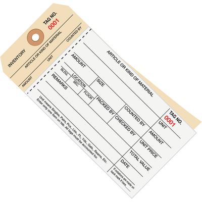 View larger image of 6 1/4 x 3 1/8" - (2000-2499) Inventory Tags  2 Part Carbonless Stub Style #8