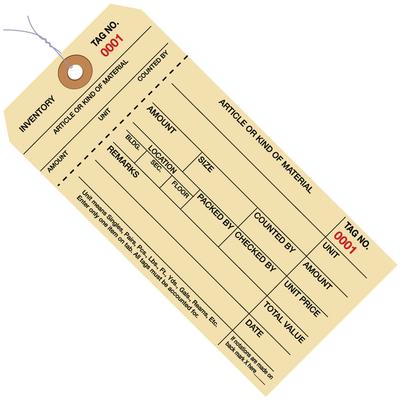 View larger image of 6 1/4 x 3 1/8" - (3000-3999) Inventory Tags 1 Part Stub Style #8 - Pre-Wired