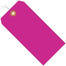 6 1/4 x 3 1/8" Fluorescent Pink 13 Pt. Shipping Tags - Pre-Wired