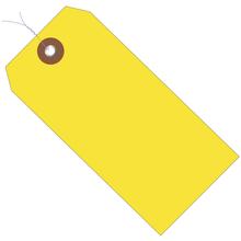 6 1/4 x 3 1/8" Yellow Plastic Shipping Tags - Pre-Wired
