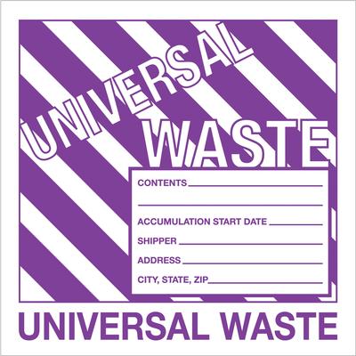 View larger image of 6 x 6" - "Universal Waste" Labels