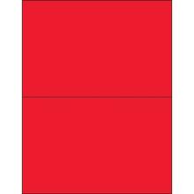 8 1/2 x 5 1/2" Fluorescent Red Rectangle Laser Labels
