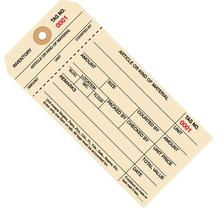 #8 Stub Style 1-Part Inventory Tags #0 - 999 - Unwired