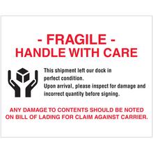 8 x 10" - "Fragile - Handle With Care" Labels