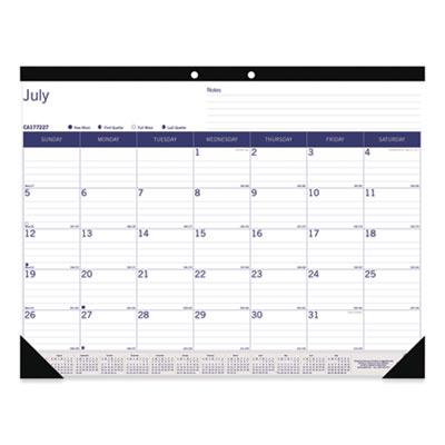 View larger image of DuraGlobe Academic Desk Pad Calendar, 22 x 17, White/Blue/Gray Sheets, Black Headband, 13-Month (July to July): 2024 to 2025