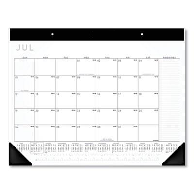 View larger image of Academic Monthly Desk Pad, 21.75 X 17, White/black Sheets, Black Binding/corners,12-Month (july To June): 2021 To 2022