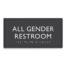 ADA Sign, All Gender Restroom, Plastic, 4 x 4, Clear/White