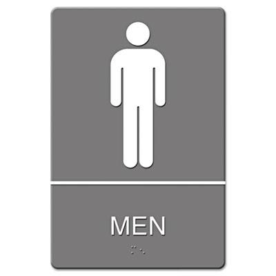 View larger image of ADA Sign, Men Restroom Symbol w/Tactile Graphic, Molded Plastic, 6 x 9, Gray